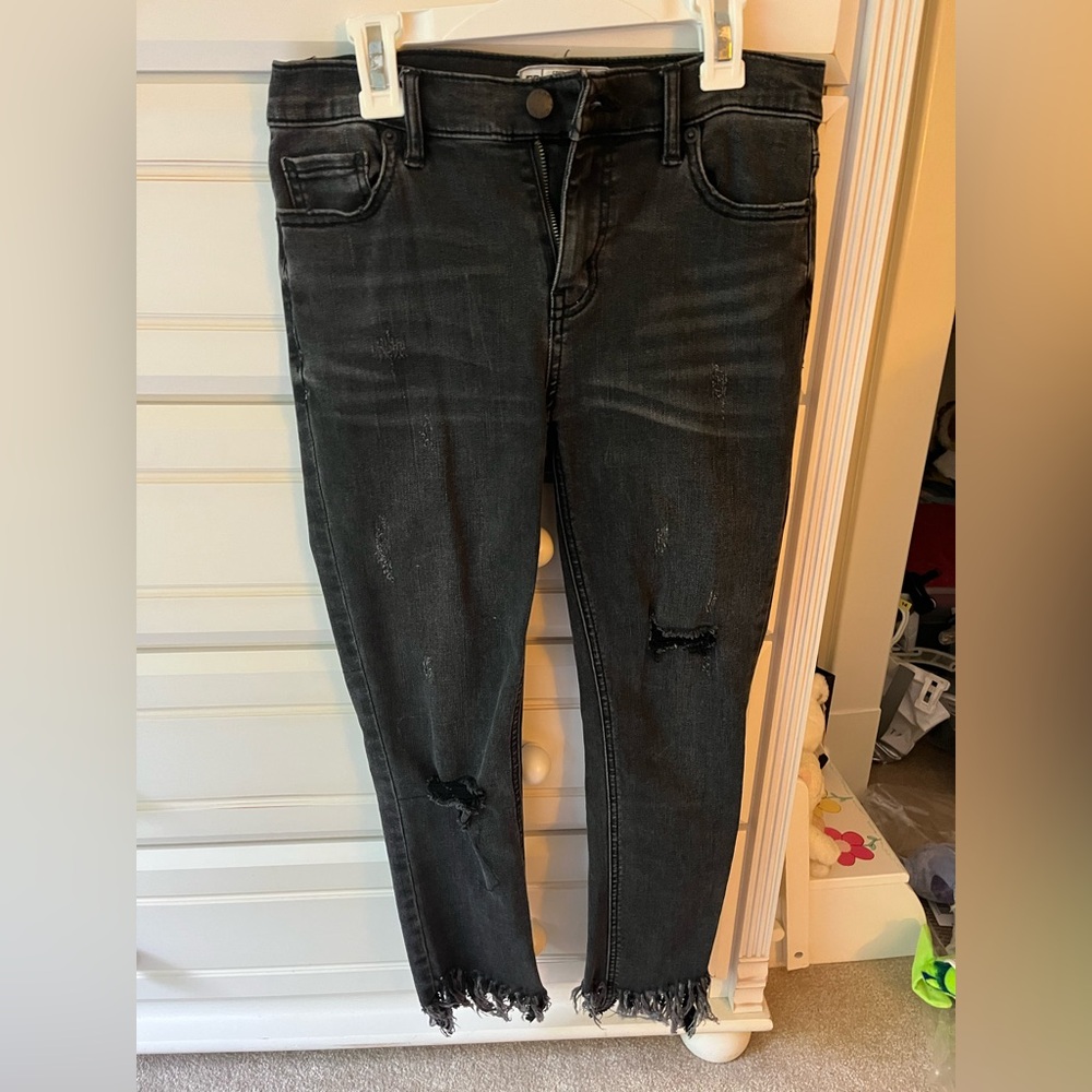 Free People Black Distressed Jeans